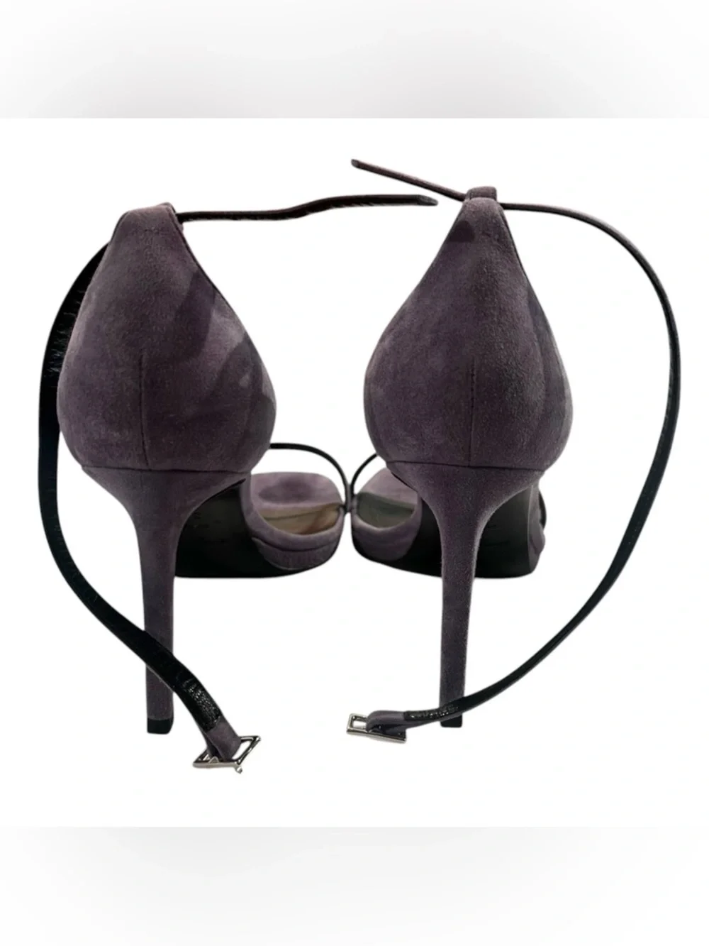 Saint Laurent Jane Suede Ankle Strap Stiletto Sandals - Picture 6 of 7